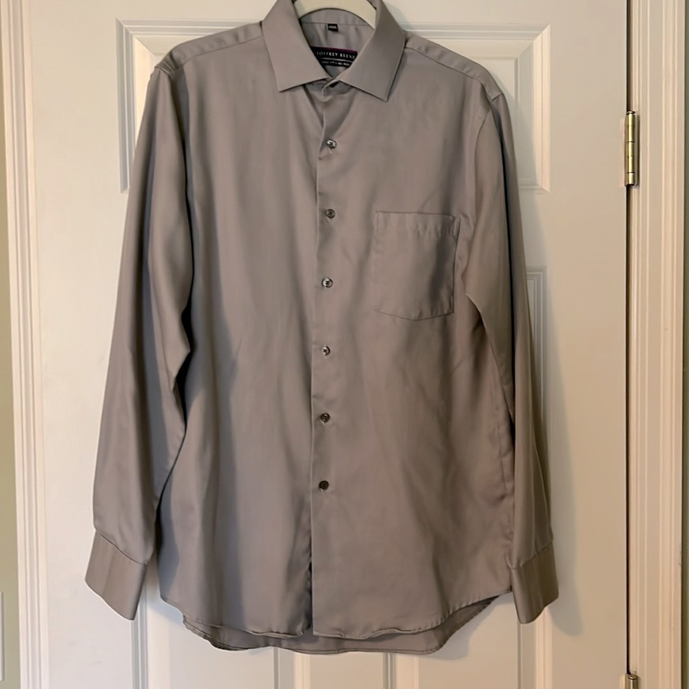 Mens Geoffrey Beene dress shirt,  dark silver grey,  Like new